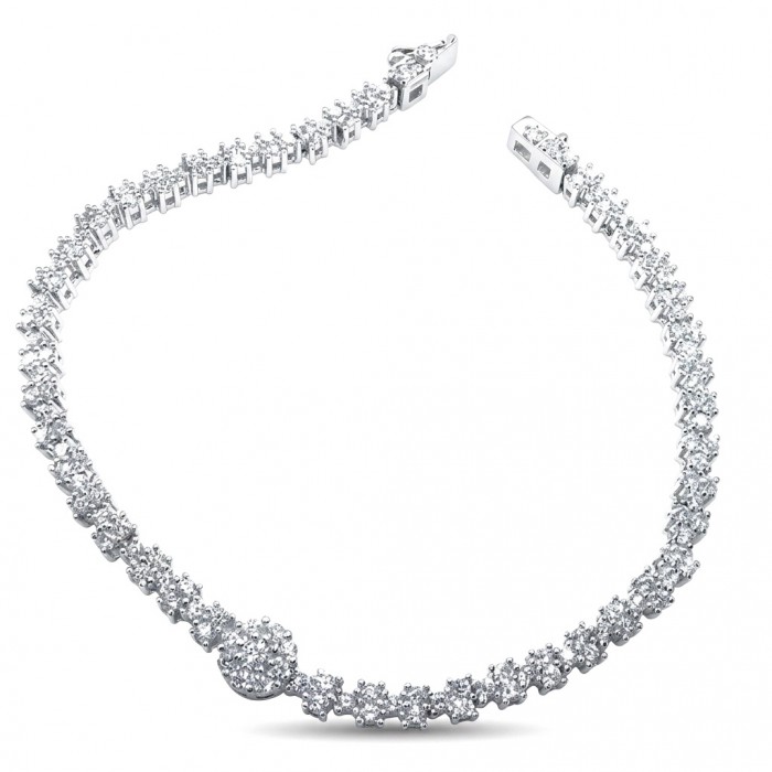 Art Deco - Luxurious natural 10.5 carat White Topaz .925 Sterling Silver Perfectly handcrafted bracelet