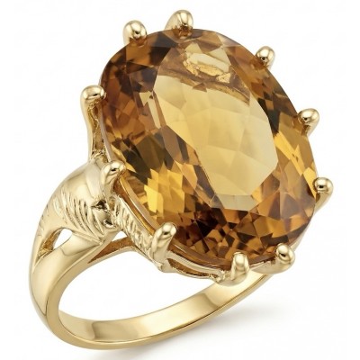 22.8 carat Genuine Heliodor 18K Gold over .925 Sterling Silver handcrafted ring size 10