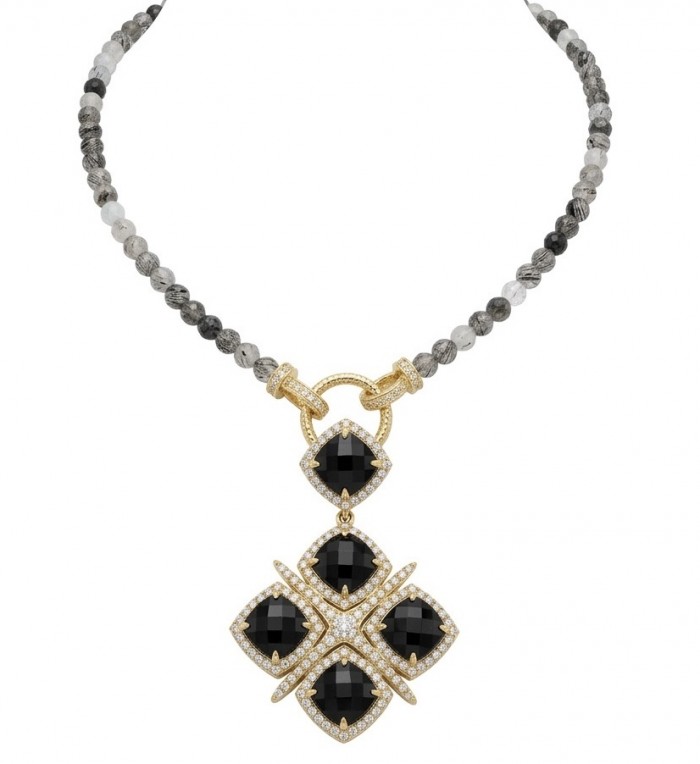 Authentic 25.2 Carat Onyx .925 Sterling Silver dipped in 14K Gold handcrafted necklace