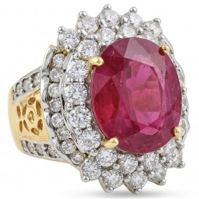 Scarlett 14.7 ctw Mozambique Ruby .925 Sterling Silver DIPPED IN 22k GOLD handcrafted Statement Solid Ring size 7