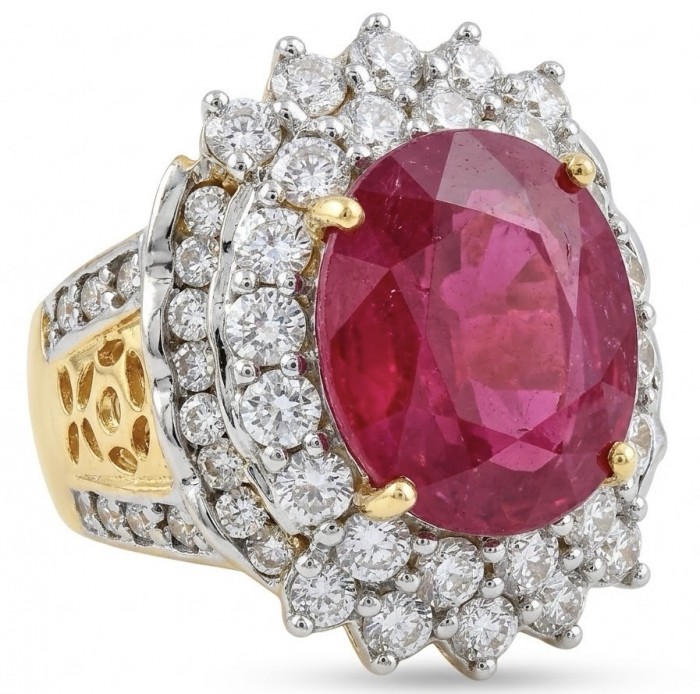 Scarlett 14.7 ctw Mozambique Ruby .925 Sterling Silver DIPPED IN 22k GOLD handcrafted Statement Solid Ring size 7