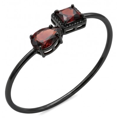 Precious Genuine 8.7 carat Garnet .925 Sterling Silver dipped in black rhodium handcrafted Bracelet