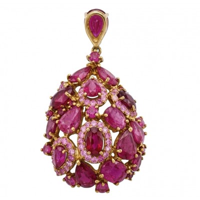 Black Label Collection - Vintage Beauty - Genuine 21.5 carat Mozambique Ruby .925 Sterling Silver dipped in 22k Gold handmade Pendant