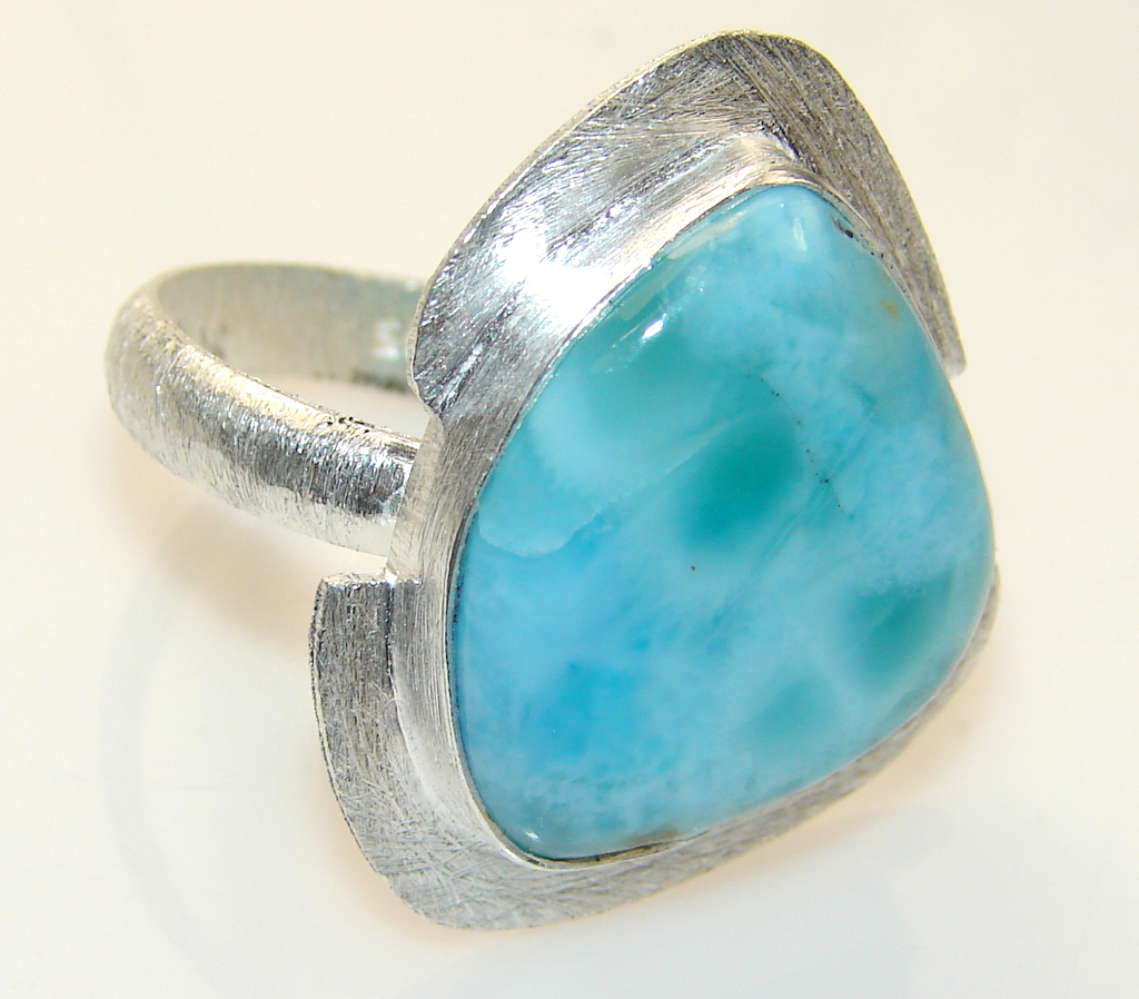 Sweet Blue Larimar Sterling Silver Ring s. 10 3/4