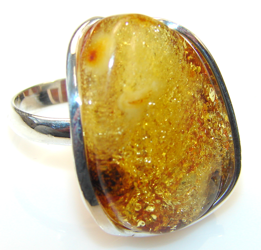 Royal Polish Amber Sterling Silver Ring S. 8 | Gigatags