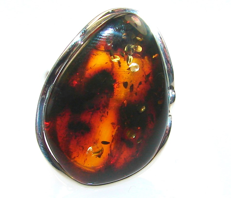 Luxury Polish Amber Sterling Silver Ring S. 7 1/4 | Gigatags