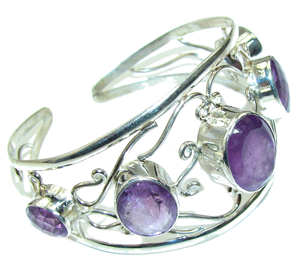White gold, yellow gold and silver amethyst bracelets