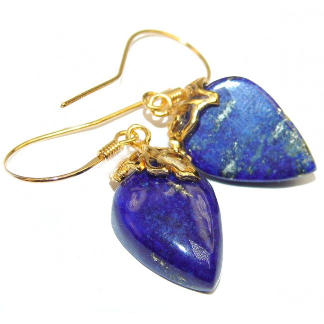 Gorgeous Lapis Lazuli 14K Gold over .925 Sterling Silver handcrafted earrings