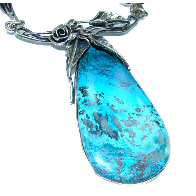 Great quality Chrysocolla .925 Sterling Silver handcrafted HUGE Necklace