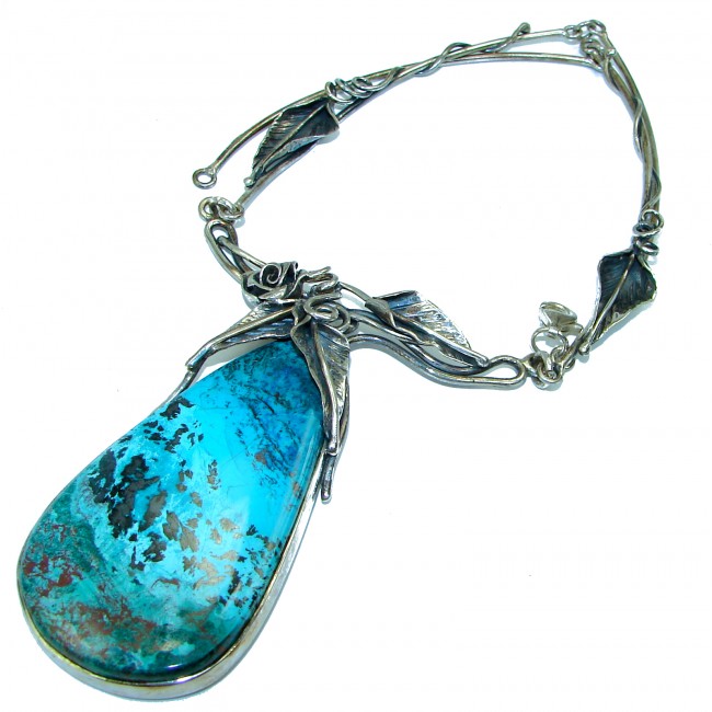 Great quality Chrysocolla .925 Sterling Silver handcrafted HUGE Necklace