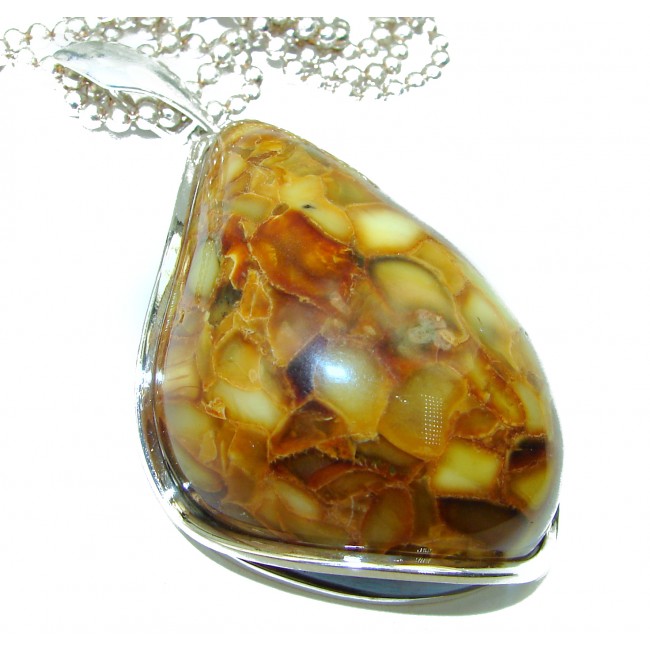Natural Beauty Golden Polish Amber .925 Sterling Silver handmade necklace - photo 2