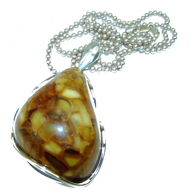 Natural Beauty Golden Polish Amber .925 Sterling Silver handmade necklace - photo 1