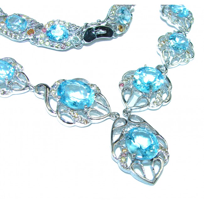 Ocean Inspired genuine Larimar Swiss Blue Topaz .925 Sterling Silver handmade necklace - photo 2