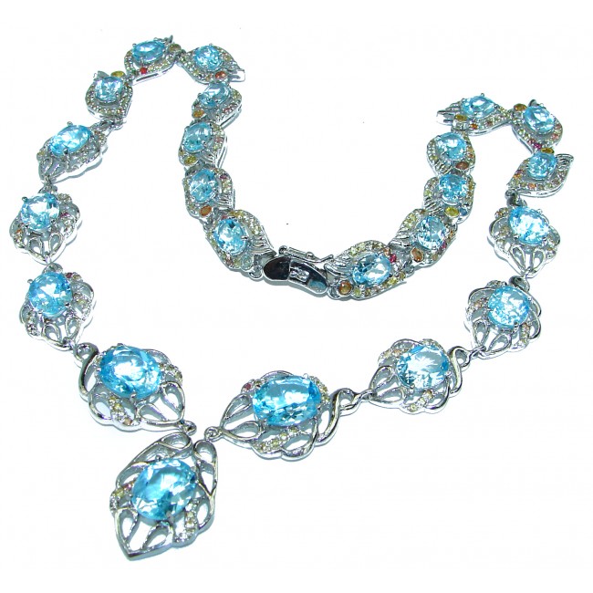 Ocean Inspired genuine Larimar Swiss Blue Topaz .925 Sterling Silver handmade necklace - photo 1