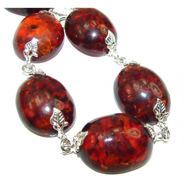 HUGE Beautiful Amber .925 Sterling Silver handcrafted Bracelet