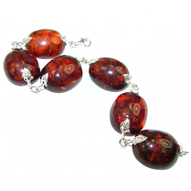 HUGE Beautiful Amber .925 Sterling Silver handcrafted Bracelet
