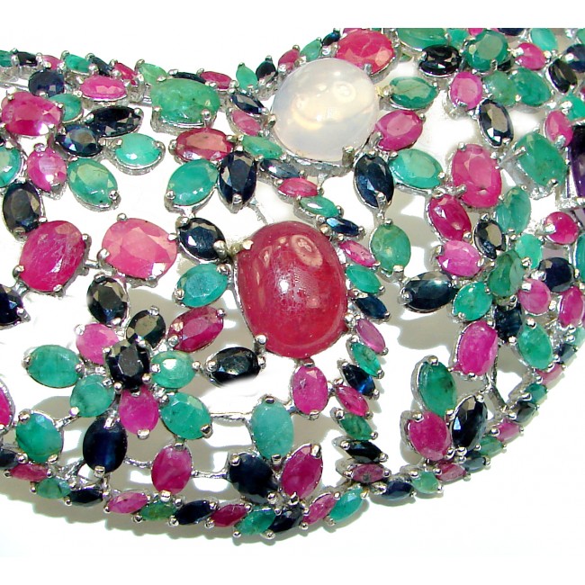 167.8 grams Diva's Desire authentic Ruby .925 Sterling Silver handcrafted LARGE necklace - photo 2
