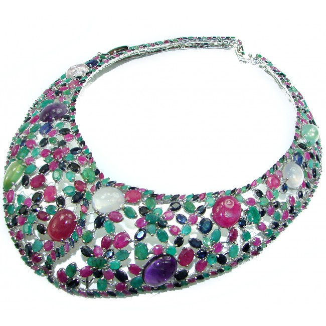 167.8 grams Diva's Desire authentic Ruby .925 Sterling Silver handcrafted LARGE necklace - photo 1