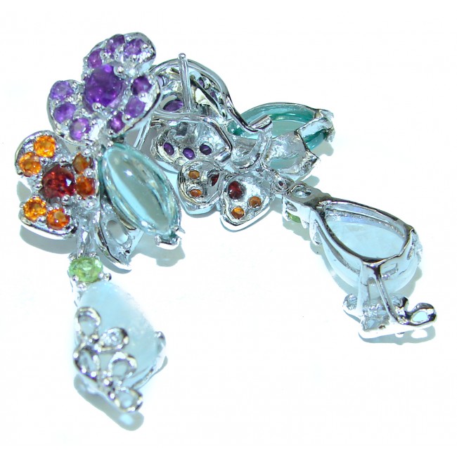 Great Moonstone Aquamarine .925 Sterling Silver handcrafted Earrings