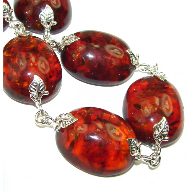 Cognac Color Beautiful Amber .925 Sterling Silver handcrafted Bracelet - photo 2