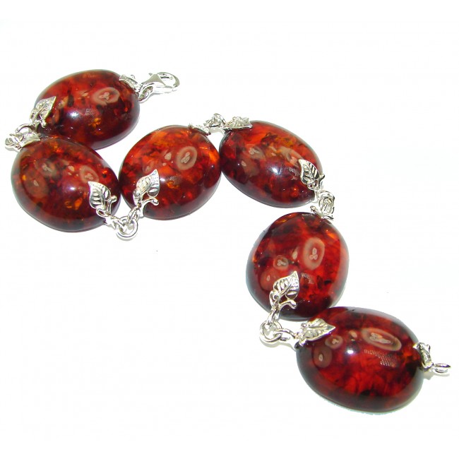 Cognac Color Beautiful Amber .925 Sterling Silver handcrafted Bracelet - photo 1
