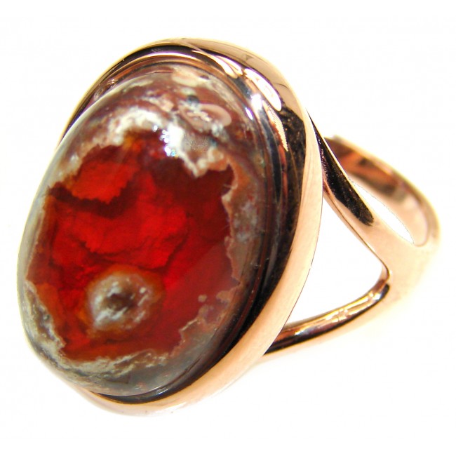 Sonoran Desert Mexican Opal 18K Rose Gold over .925 Sterling Silver handcrafted Ring size 6 3/4 - photo 2