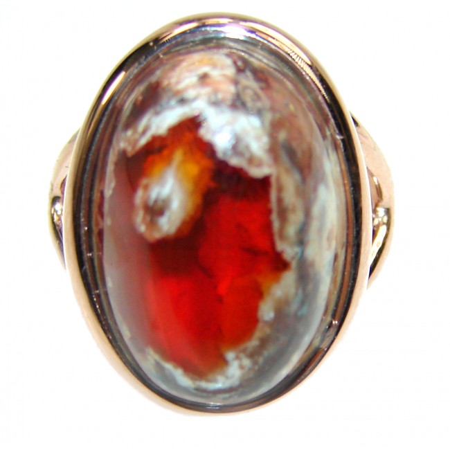 Sonoran Desert Mexican Opal 18K Rose Gold over .925 Sterling Silver handcrafted Ring size 6 3/4 - photo 1