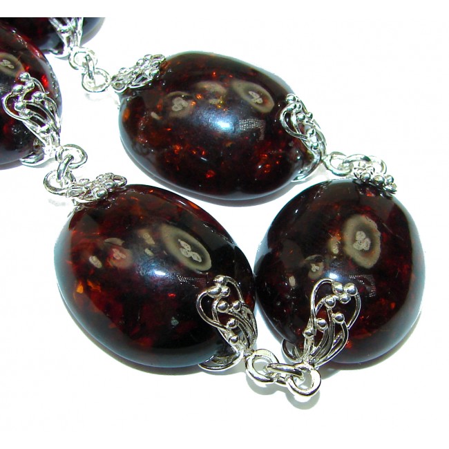 Cognac Color Beautiful Amber .925 Sterling Silver handcrafted Bracelet - photo 2