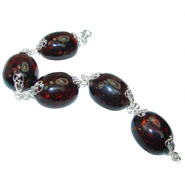 Cognac Color Beautiful Amber .925 Sterling Silver handcrafted Bracelet - photo 1