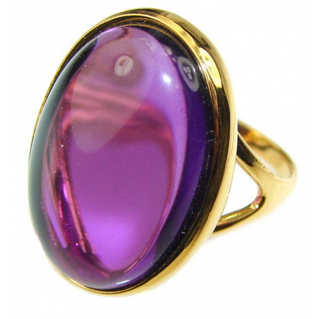 Spectacular Amethyst 14K Gold vermeil .925 Sterling Silver Handcrafted Large Ring size 6 3/4