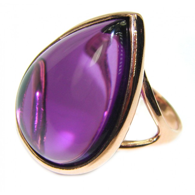 Spectacular Amethyst 14K Gold over .925 Sterling Silver Handcrafted Large Ring size 8 3/4 - photo 2