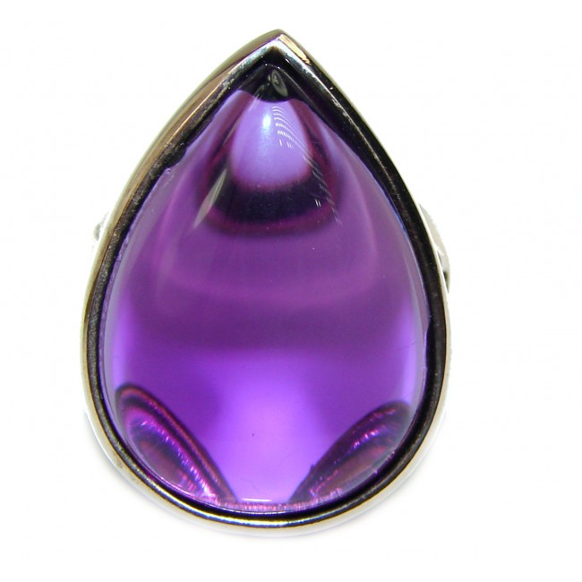 Spectacular Amethyst 14K Gold over .925 Sterling Silver Handcrafted Large Ring size 8 3/4 - photo 1
