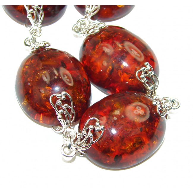 Cognac Color Beautiful Amber .925 Sterling Silver handcrafted Bracelet - photo 2