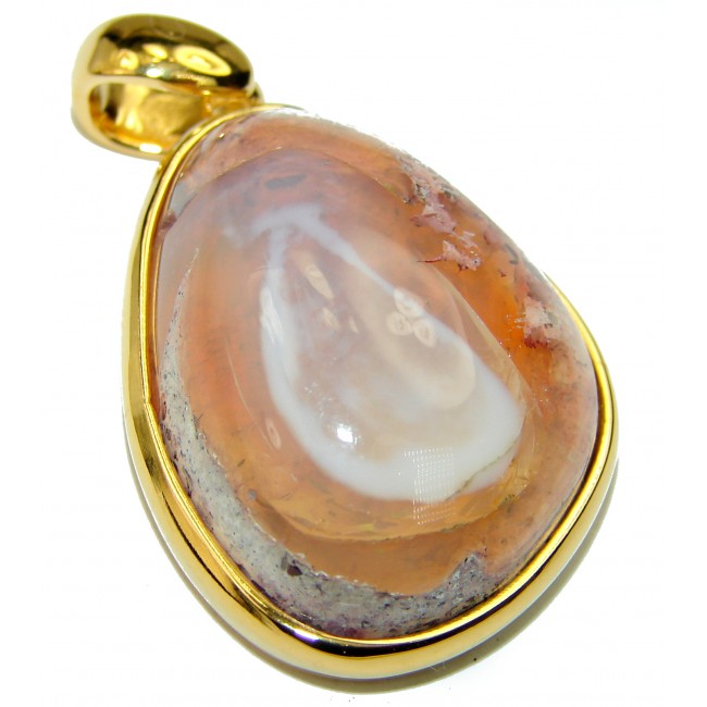 Magical Passage Natural Mexican Fire Opal 14K Gold over .925 Sterling Silver handmade Pendant - photo 2