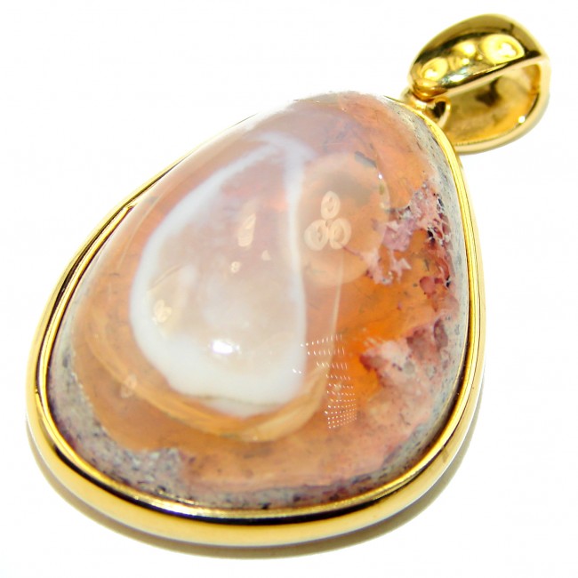 Magical Passage Natural Mexican Fire Opal 14K Gold over .925 Sterling Silver handmade Pendant - photo 1