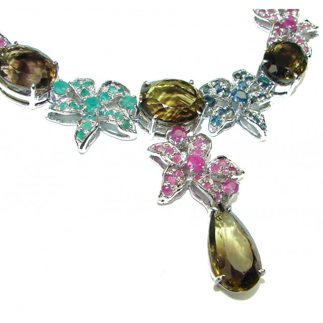 Giovanna Incredible Design Champagne Smoky Topaz .925 Sterling Silver handmade necklace - photo 2