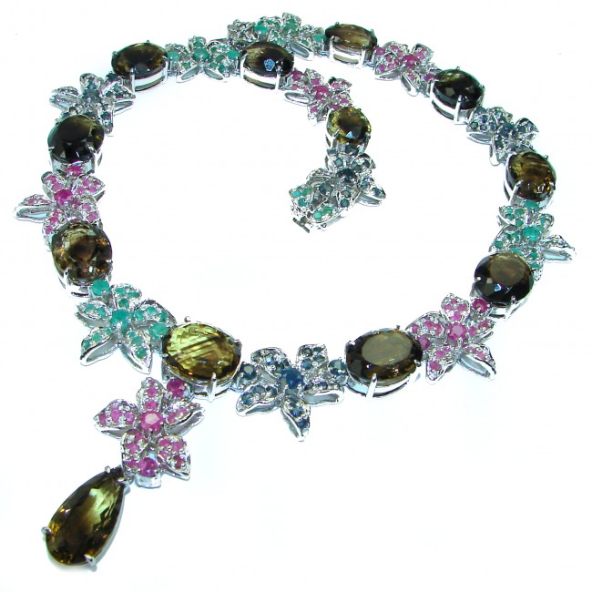 Giovanna Incredible Design Champagne Smoky Topaz .925 Sterling Silver handmade necklace - photo 1