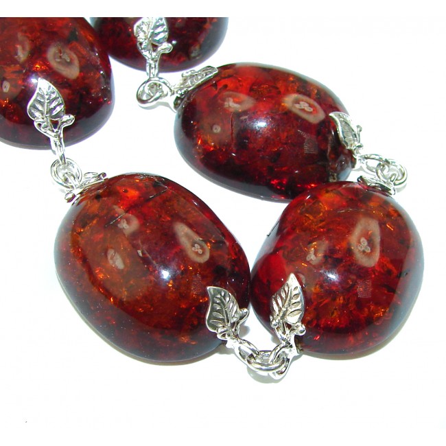 Cognac Color Beautiful Amber .925 Sterling Silver handcrafted Bracelet - photo 2