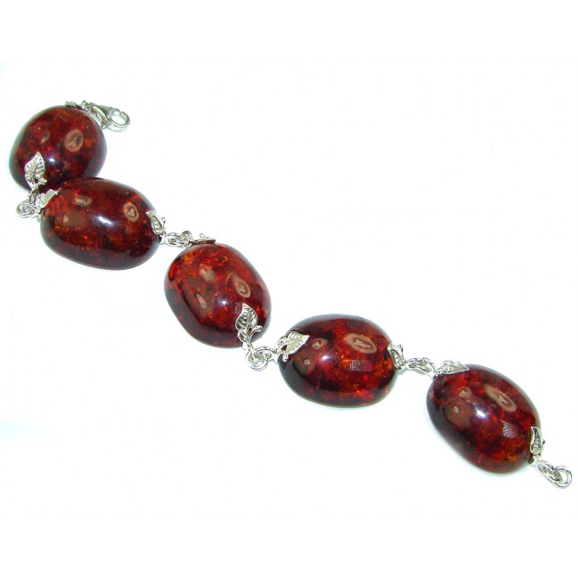 Cognac Color Beautiful Amber .925 Sterling Silver handcrafted Bracelet - photo 1