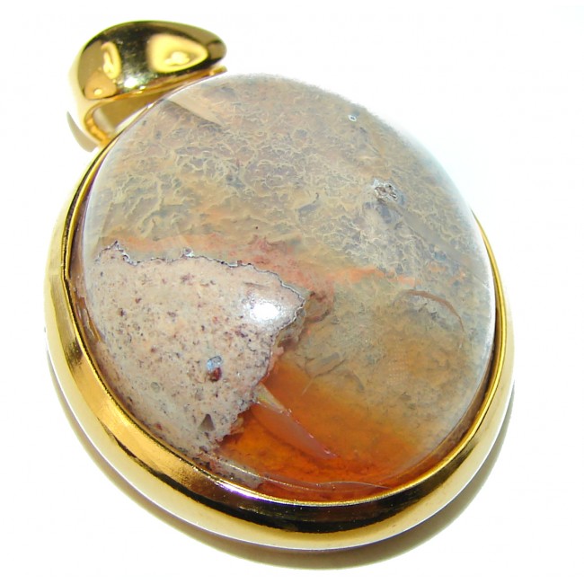 Bonfire Night Natural Mexican Fire Opal 14K Gold over .925 Sterling Silver handmade Pendant - photo 2