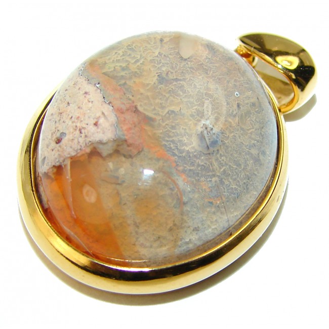 Bonfire Night Natural Mexican Fire Opal 14K Gold over .925 Sterling Silver handmade Pendant - photo 1