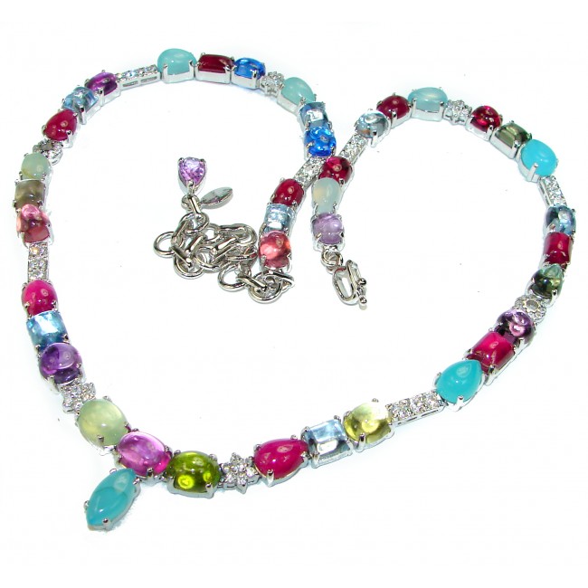 Candy Store Mesmerizing Multi gems .925 Sterling Silver handcrafted necklace