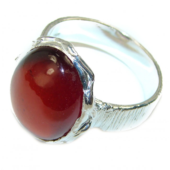 Genuine 14.2ct Hessonite Garnet .925 Sterling Silver handmade Ring size 9 1/4