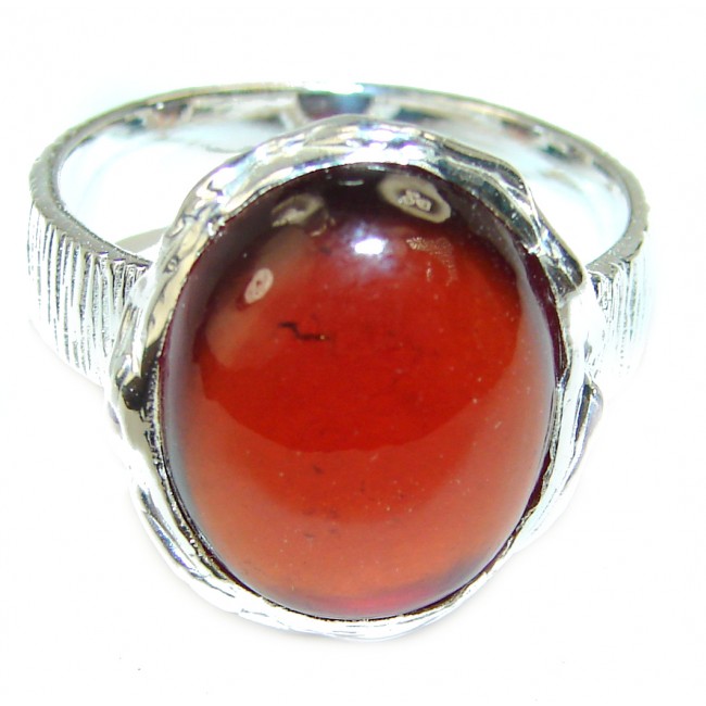 Genuine 14.2ct Hessonite Garnet .925 Sterling Silver handmade Ring size 9 1/4