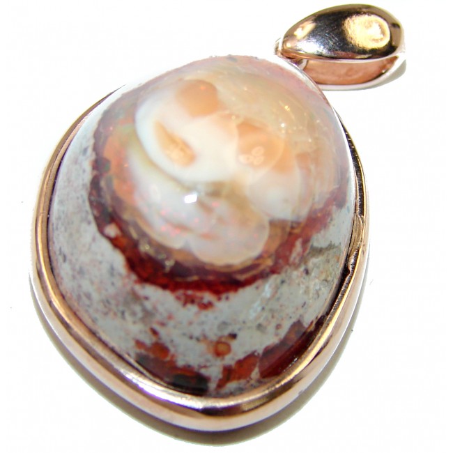 Bonfire Night Natural Mexican Fire Opal 14K Gold over .925 Sterling Silver handmade Pendant - photo 1