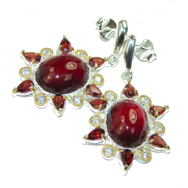 Spectacular Garnet 14K Gold over .925 Sterling Silver handcrafted earrings