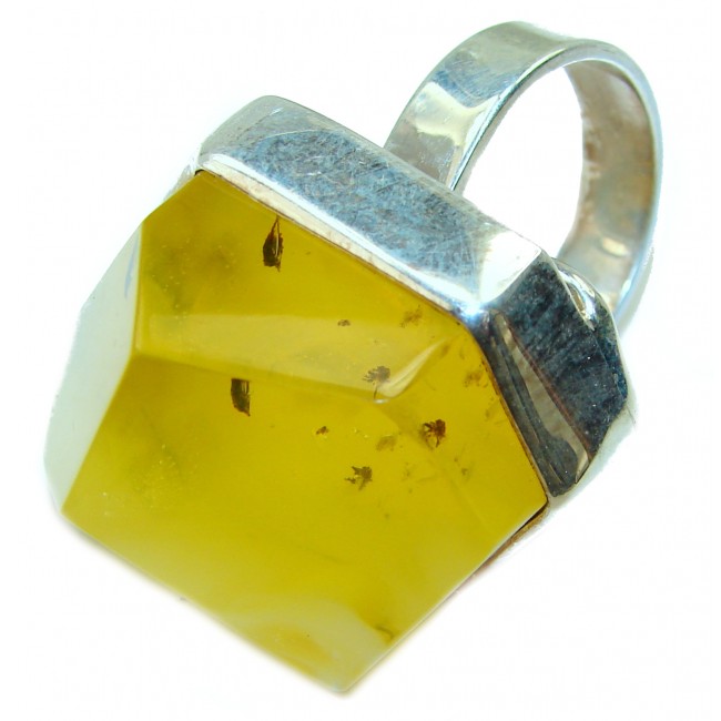 Natural Beauty faceted Baltic Amber .925 Sterling Silver LARGE ring s. 8 3/4 - photo 2