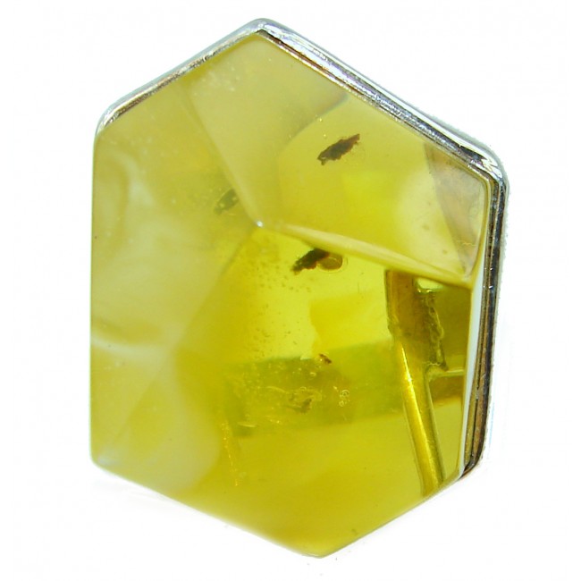 Natural Beauty faceted Baltic Amber .925 Sterling Silver LARGE ring s. 8 3/4 - photo 1