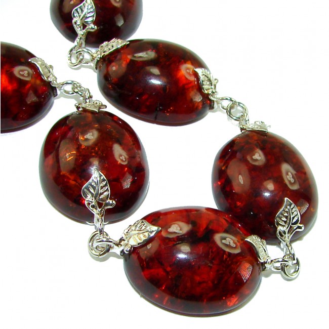 Cognac Color Beautiful Amber .925 Sterling Silver handcrafted Bracelet - photo 2