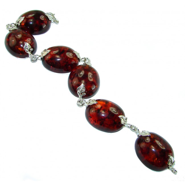 Cognac Color Beautiful Amber .925 Sterling Silver handcrafted Bracelet - photo 1